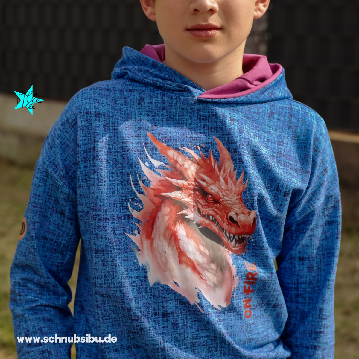 Bügelbild Drache rot